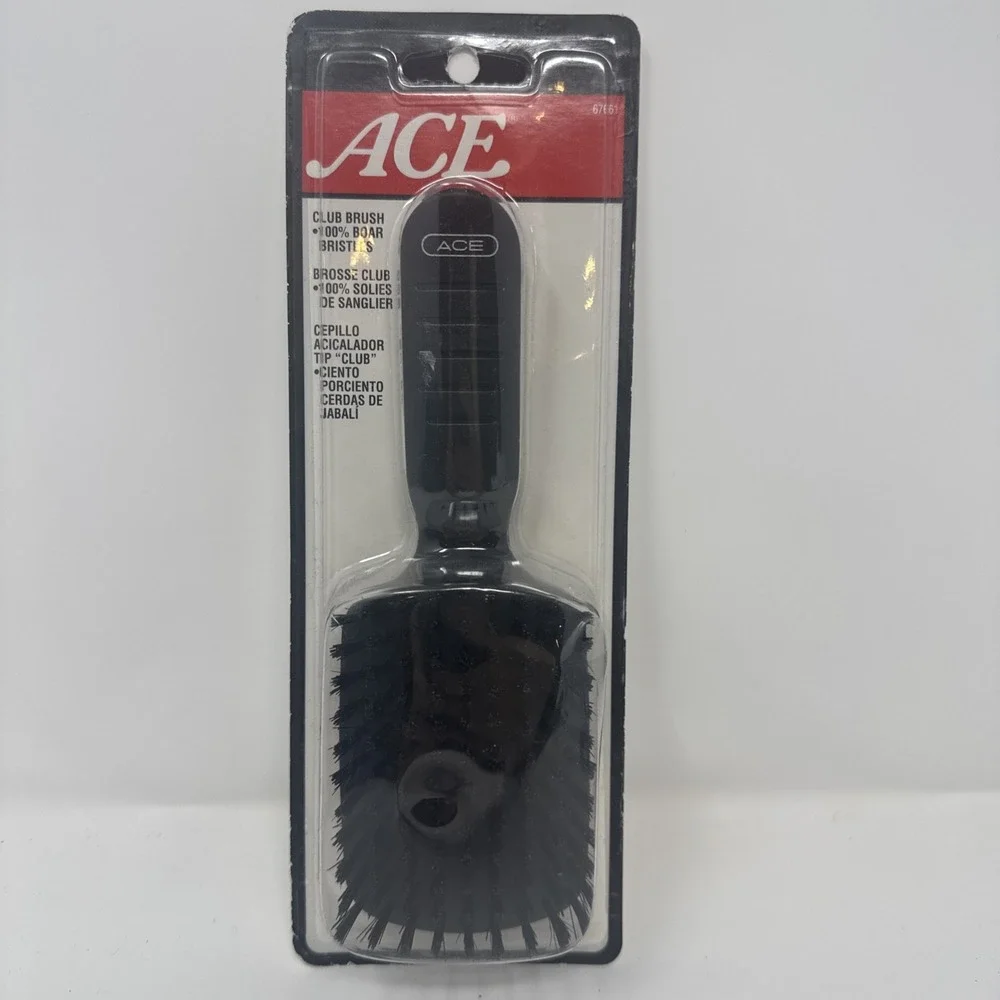 Vintage 2006 ACE  Club Goody  Brush Boar Bristles Black 67661 Hairbrush Open New